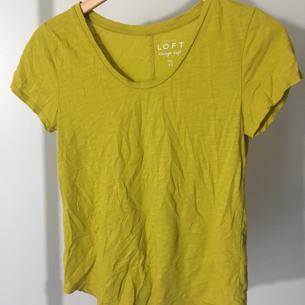 XS Yellow Ann Taylor Loft Vintage Soft Tee